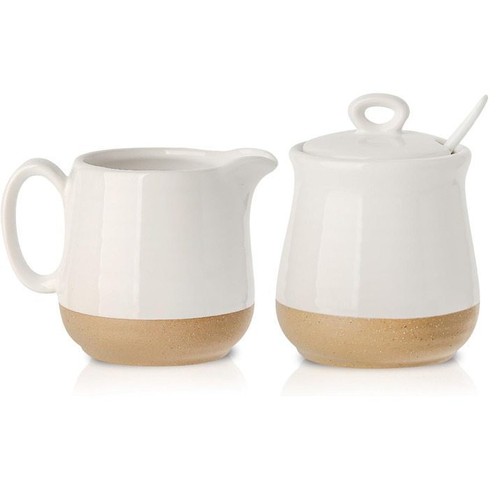 Hasense Ceramic Sugar and Milk Pitcher Set - White Coffee Tea Service for Wedding Gift & Home Decor