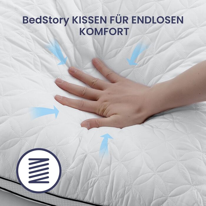 BedStory Pillow 40x80cm 2-Pack Pillows, Sleeping Pillows made of 2X950g Microfibers, Breathable and Washable Bed Pillows, Ideal for Deep and Restful Sleep, Öko-Tex Certified White Black 40x80 (2-Pack)