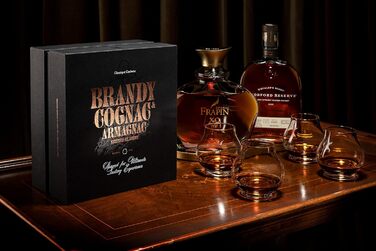 GLASSIQUE GIFT Set - Small 240 ml Brandy and Cognac Professional Tasting and Nosing Glasses | 4-Piece Set | Crystal Dishwasher-Safe Cognac Snifter Stemless | Cognac Glasses Gift Set