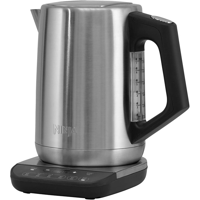 Ninja Stainless Steel Kettle, Perfect Temperature, 1.7L, LED Display, Kettle with Rapid Boil Function and Various Temperature Settings, Stainless Steel KT201EU 1.7 Liter Stainless Steel