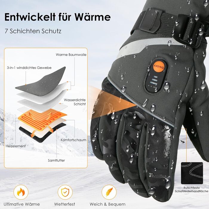 Обогрівані рукавички Minthouz W11 для чоловіків та жінок, 7.4V, 3 режими нагріву, водонепроникні, з підтримкою сенсорного екрану, для роботи на відкритому повітрі, велоспорту та катання на лижах, XL