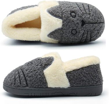 Дитячі тапочки KVbabby: м'які, теплі, з бавовни, з котиком, антиковзні, для дому, зимові, 21/22 EU, сірі