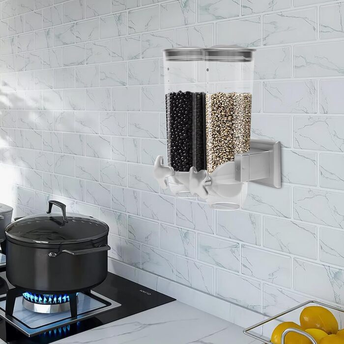 Дозатор для мюслі та сухофруктів 3L, пластиковий, срібний | Дозатор для каші, снеків