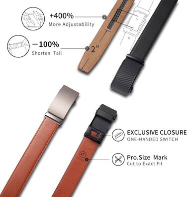 Чоловічий шкіряний ремінь LAKIDAY з автоматичною застібкою, 35 мм, чорний, регульований, 125 см