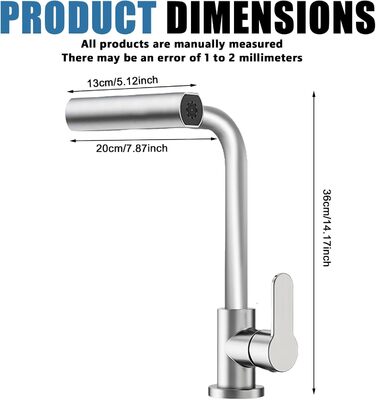 Кухонний змішувач Wasserhahn з поворотним виливом 360°, високий тиск, 4 режими струменя, з душом, з підключенням (нержавіюча сталь)