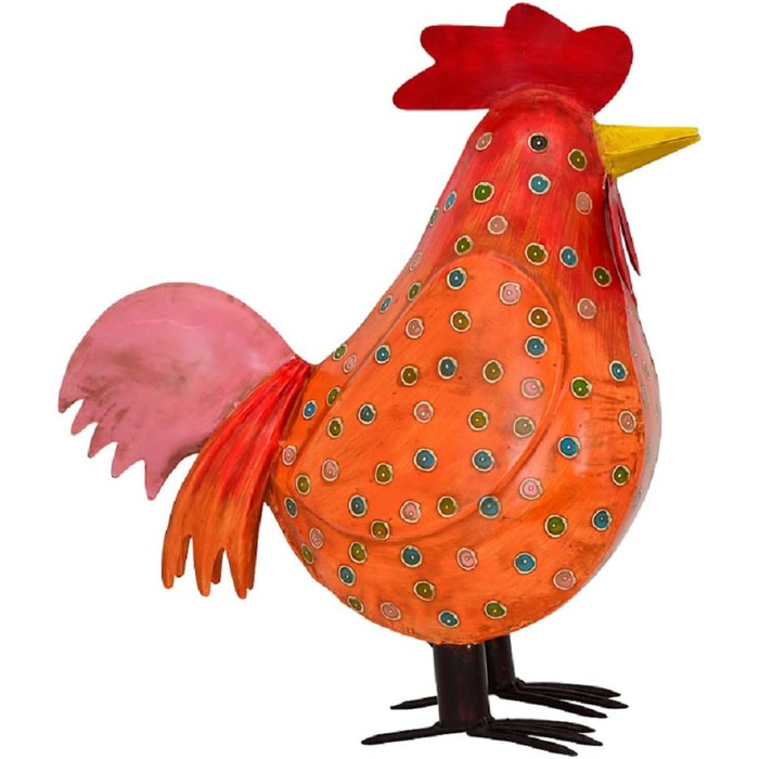 Exner Decorative Decorative Rooster Garden Decor Metal Painted Approximately 44 cm Tall (Orange)