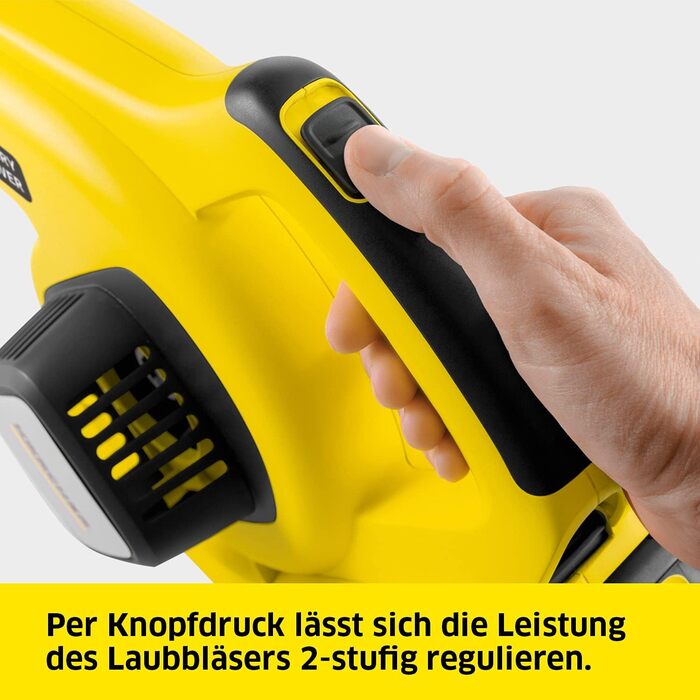Kärcher 36 V Battery Leaf Blower LBL 4 Battery, Air Speed: 250 km/h, 2 Power Levels, Detachable Blowing Tube, Flat Nozzle with Scraper Edge, Usable with the Kärcher 36-V Battery, Battery not included.