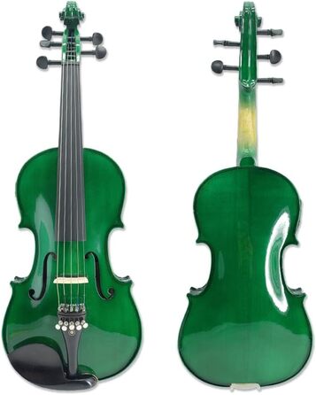 Електрична скрипка з 5 струнами, кленова та ялицева деревина, акустична скрипка, ебонітові фурнітури, 4/4, блакитний (зелений) колір
