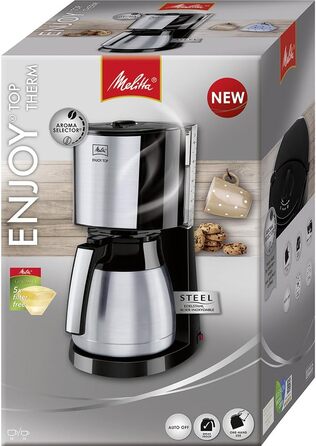 Кавомашина Melitta Enjoy Top з функцією Tropfstopp, 10 чашок, чорна, з термокана, Single