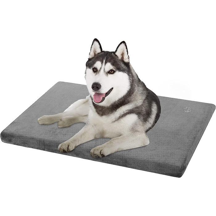 EMPSIGN Dog Bed for Large Dogs, Washable Dog Cushion, Waterproof Dog Bed L 89x56cmx7.6cm, Dog Cushion Suitable for Cages, Dog Mat with Removable and Washable Cover for Large Dogs, Grey