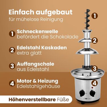 Шоколадний фонтан Clatronic SKB 3248 з функцією плавлення | для фруктів та випічки | легко чистити