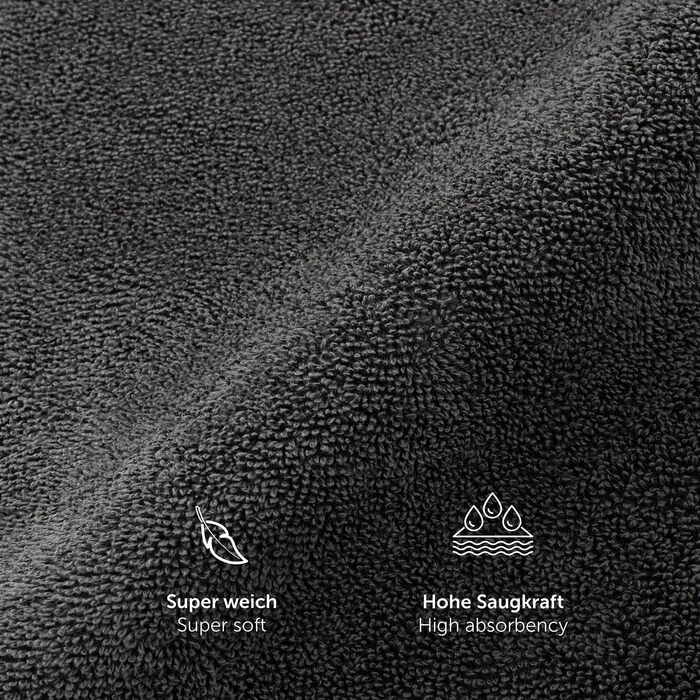 Набір рушників Blumtal Premium Frottier, 6 шт., 100% бавовна, сертифікат Oeko-TEX, 50x100 см, ультрапоглинаючі, сірий антрацит, прання до 60°C