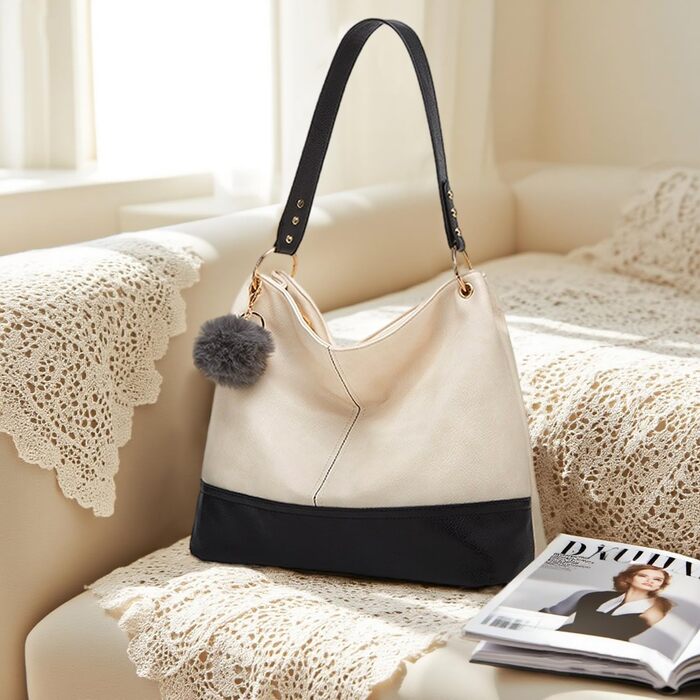 Сумка жіноча Shopper Grande елегантна бежева з PU-шкіри через плече та на блискавці, з кишенею