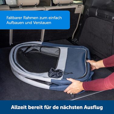 PetSafe Happy Ride Складана переноска для собак, автобокc для заднього сидіння, сітчасті дверцята для вентиляції, блакитний/сірий