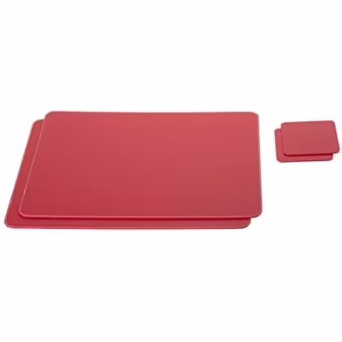 Nikalaz Placemats and Coasters made of Recycled Leather Table Sets, 2 Table Sets, Placemats 40x30 cm and Coasters 10x10 cm (Christmas Red)