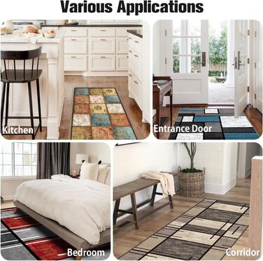 Килимок для підлоги, коридору, кухні - антиковзаючий, миючий, 60x90 см, сірий/блакитний