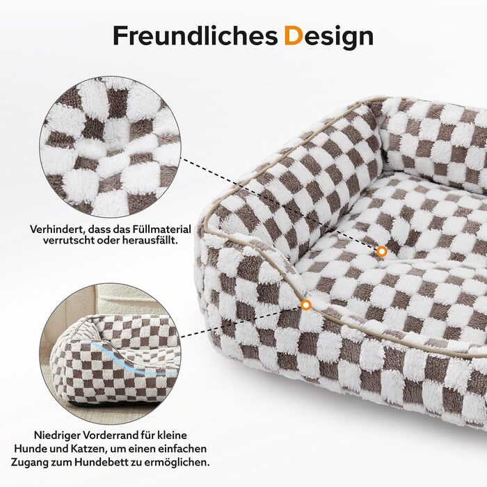 FURTIME Dog Bed - Large Dogs, Non-Slip Dog Beds, Washable Dog Basket, Anti-Anxiety Plush Dog Cuddler, Suitable for Large Labrador Retrievers, German Shepherds, 89×63×23 cm (XL (89×63×23 cm), Chocolate)