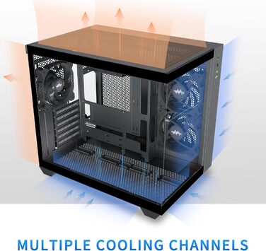 Корпус для ПК ATX MUSETEX Y6, чорний, з 3 вентиляторами, скляна панель, Type-C, Mid Tower