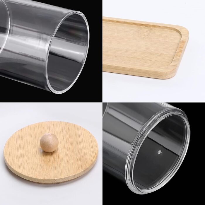 Набір контейнерів для ватних паличок, кульок та дисків Tbestmax (3 шт.) з дерев'яними кришками