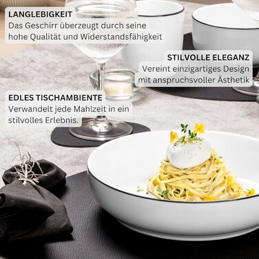 SÄNGER Marlo Black Rim: 30-ти елементний сервіз для 6 осіб (посуд) | PREMIUM COLLECTION