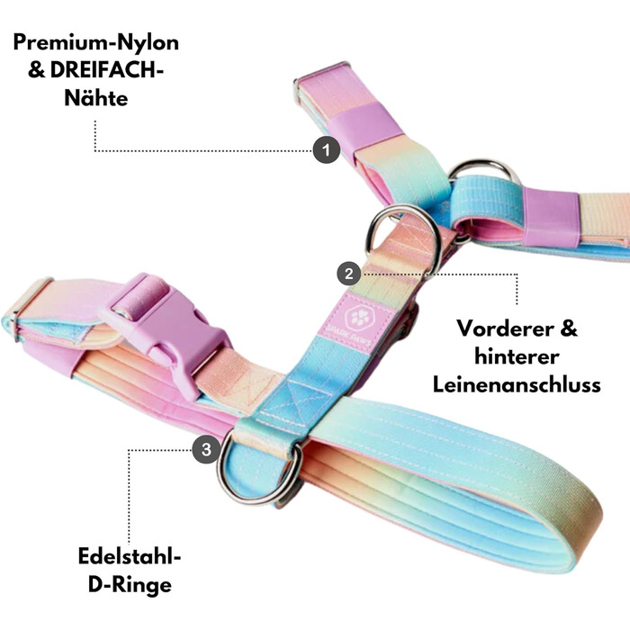 Шлейка для собак Spark Paws No Pull для великих порід, регульована, з фронтальною застібкою, Y-подібна, міцна, розмір L (36-68 кг), колір Пастельний Лавандовий