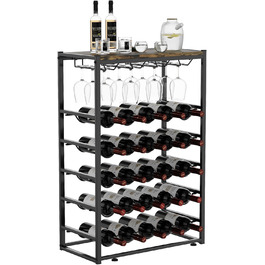 Стильна вітрина для вина Urban Deco: металева підставка з дерев'яною полицею, 59 x 30 x 89 см (25 пляшок)