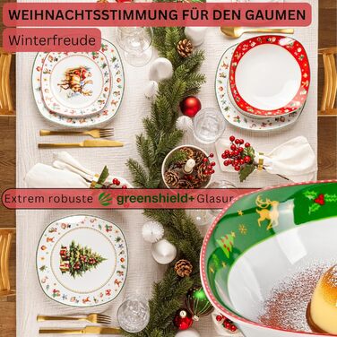 SÄNGER Tafelservice Bilgola: 18-Piece Porzellan Geschirr Set für 6 Personen | PREMIUM COLLECTION (Design Nussknacker)