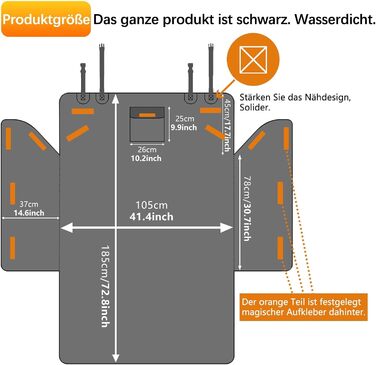 Захисна килимок для собак у багажник, універсальний, нековзний, водонепроникний, для заднього сидіння, зносостійкий, можна прати, для подорожей в авто, вантажівці, SUV (чорний)
