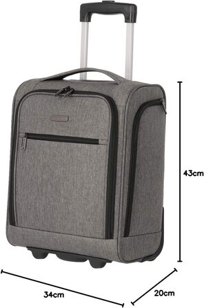 Чемодан ручної поклажі Travelite, 43 см, 28 л, з сумкою для ліквідів, 2 колеса, антрацит
