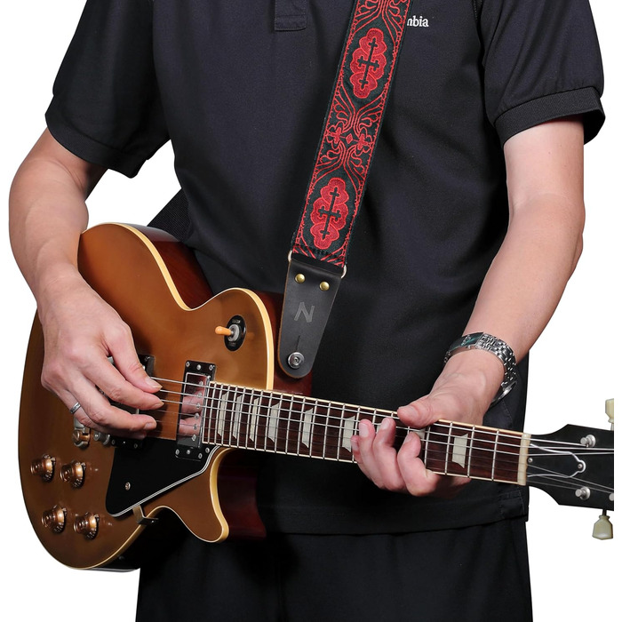 Накладки на гітару Nefelibata: бавовняні ремені з шкіряними кінцями, для бас-гітари, електро- та акустичної гітари, 1 кнопка, 2 замки, 4 прикраси