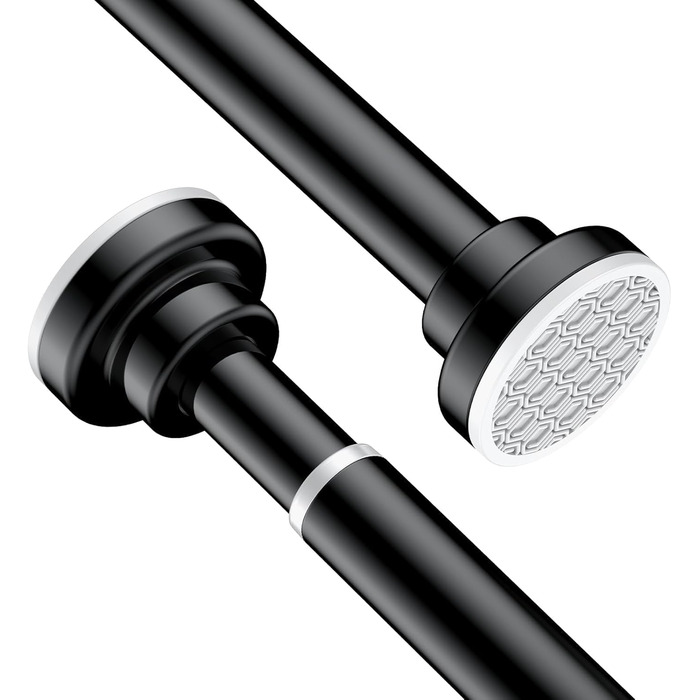 Штанга для душу Uniclife без свердління, 82–204 см, регульована, нержавіюча сталь, для ванної, вікна, шафи (чорна)