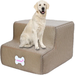 Сходинки для собак на 2 щаблі: для ліжка, дивану, 20 см, широкі, антиковзні, для маленьких, старих, великих собак та котів, Khaki