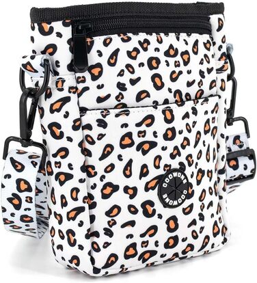 Сумка для ласощів для собак COOWONE Leckerlibeutel, з тримачем для відходів, на пояс, для прогулянок та тренувань, біла, леопардовий принт 2.0