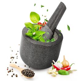 Гранітний ступка з товкачиком Smart-Planet - ступка для спецій, песто та трав, Ø 8,5 см