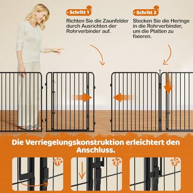 Вольєр для цуценят Yaheetech 24-секційний з замком, тихі труби, захист для підлоги, посилені металеві дроти, 80 см, для квартири та саду