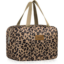 Сумка для туалетних аксесуарів велика, дорожня косметичка, органайзер для макіяжу, сумка для косметики з ручкою для жінок та чоловіків, #9, леопардовий принт
