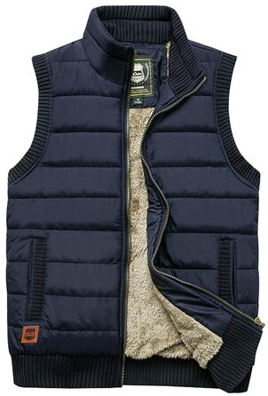 Чоловічий флісовий жилет Vcansion Outdoor з коміром-стійкою, утеплений повсякденний жилет темно-синього кольору, розмір L