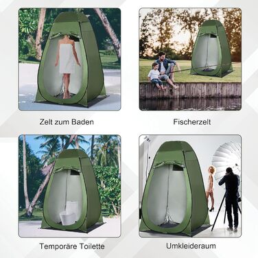 Outsunny Pop-Up Camping Shower Tent & Toilet Privacy Shelter with Carry Bag - Portable Outdoor Changing Room & Shelter - 126x124x189cm