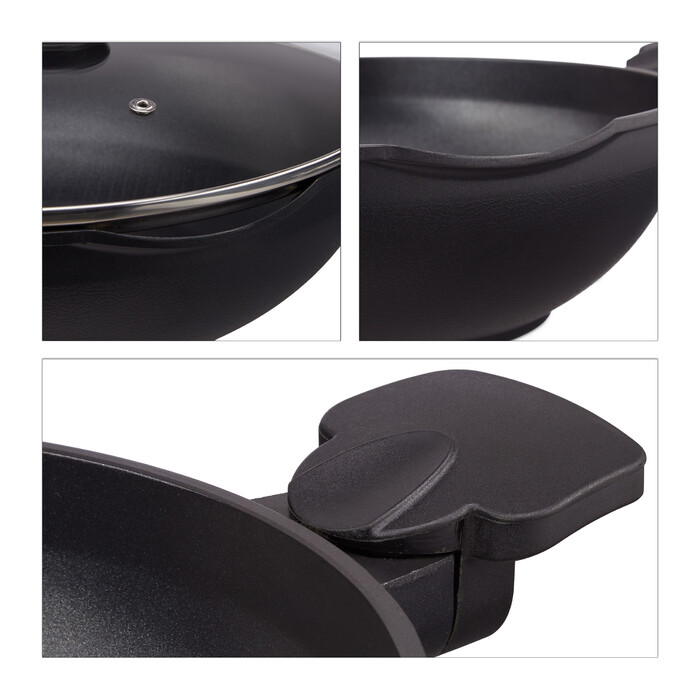 Relaxdays Wok Pan with Lid 30 cm