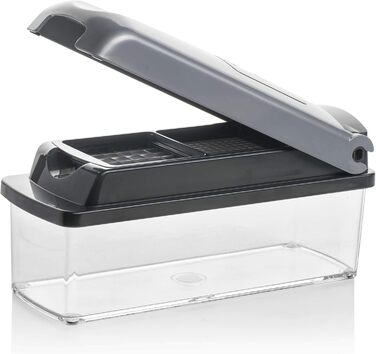 Набір для нарізки овочів Genius Nicer Dicer Plus (12 частин) - нарізник для овочів, цибулі, картоплі фрі, фруктів, універсальний нарізник, подрібнювач, шатківниця, для зберігання, срібний/чорний