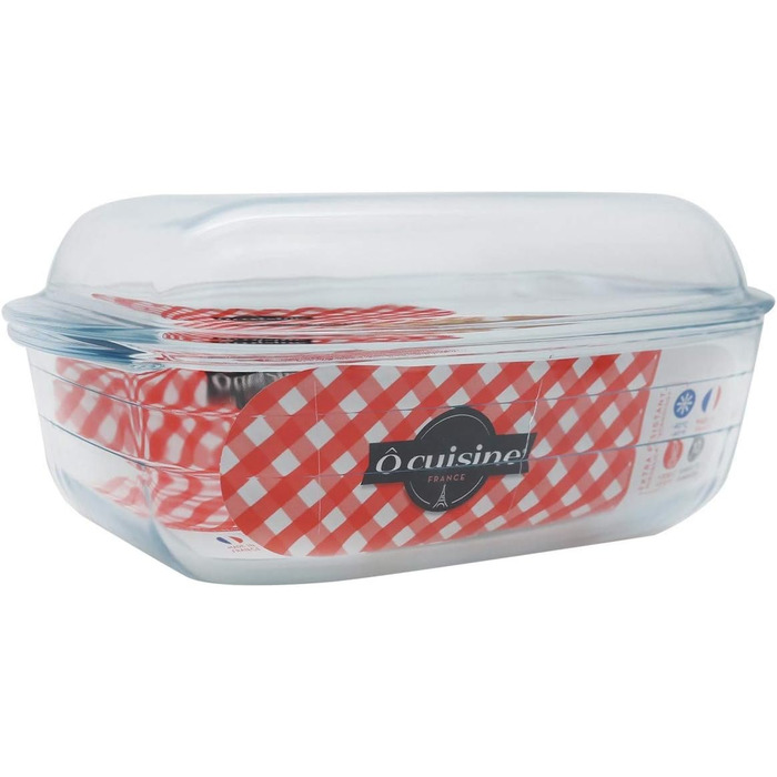 Ôcuisine прямокутна каструля 3,0 л, скляна, прозора, 6,48 см