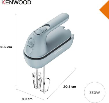 Міксер ручний Kenwood QuickMix Go HMP40.000GY сірий-блакитний, 350W, з кейсом, вінчики та гаки, мірна ложка