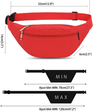 Чоловіча та жіноча поясна сумка на пояс, сумка через плече, Doggy Bag, для активного відпочинку, спорту, подорожей, кемпінгу, фітнесу, велосипеда, червона