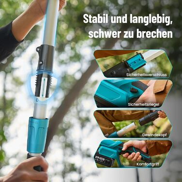 SEESII Безщіткова міні-пилка 6 дюймів, ручна акумуляторна пилка з 2 * 4000 mAh акумуляторами, одноручна пилка з автоматичним змащенням, сумісна з акумулятором Makita 18V, електрична пилка для дерева, гілок 6 дюймів Безщіткова (8&10 дюймовий високий за