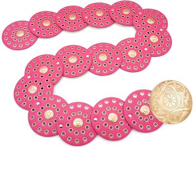 Жіночий шкіряний пояс LIMHOO з вирізами, круглий, бохо-вестерн, золотисто-рожево-червоний, 101 см