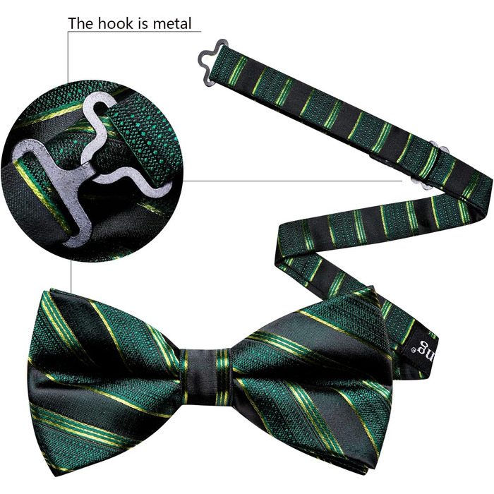 Комплект краватки та хустинки Barry.Wang Paisley, чоловічий, для весілля та урочистих подій (Зелено-чорний)