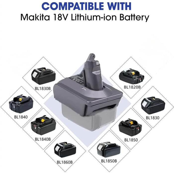 Адаптер для акумулятора Dyson V7 V8 та Makita 18V: перетворювач для пилососів Dyson 21.6V V7(SV11) V8(SV10) Fluffy Animal Trigger