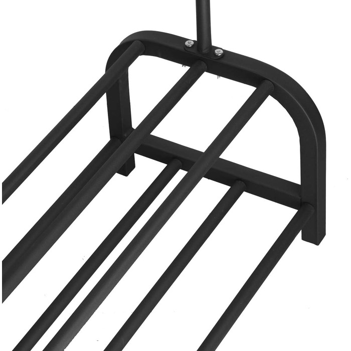 Vinteky Clothing Rack, Freestanding Coat Rack with Upper Bar, Lower Shelf, and 6 Hooks for Hanging Clothes, Black