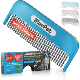 BluePet Зачарований гребінь з патентованими обертовими зубцями: легко розплутує та вичісує шерсть. Ідеальний для собак та котів з довгою шерстю (синій)