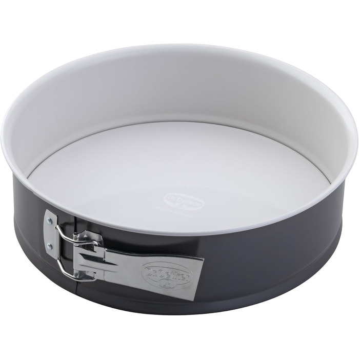 Dr. Oetker Springform Ø 26 cm EXCLUSIVE, cake pan with scratch-resistant flat base with enamel sealing, round cake pan with ring made of steel sheet (Color: Gray-Brown/Crème)